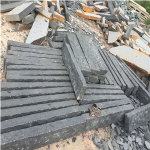 Black Granite Natural Split Wall Stone Fence
